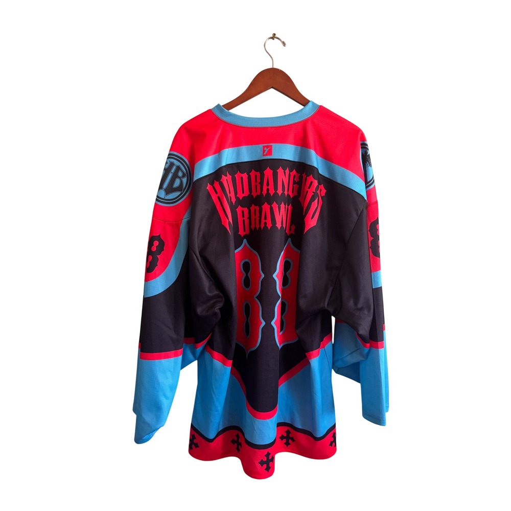 Young Speeds Rey Mysterio Headbangers Brawl Hockey Jersey Black Blue Pink‎ XL - Picture 6 of 6